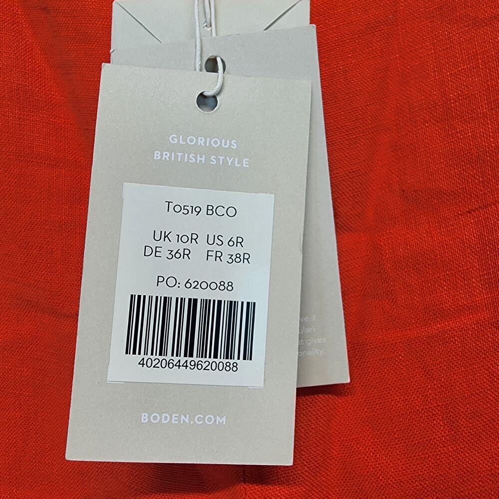 Boden Wide Leg Sailor Pants Size 6 Dark Orange 100% Linen Button Front Euro Chic - Picture 13 of 13